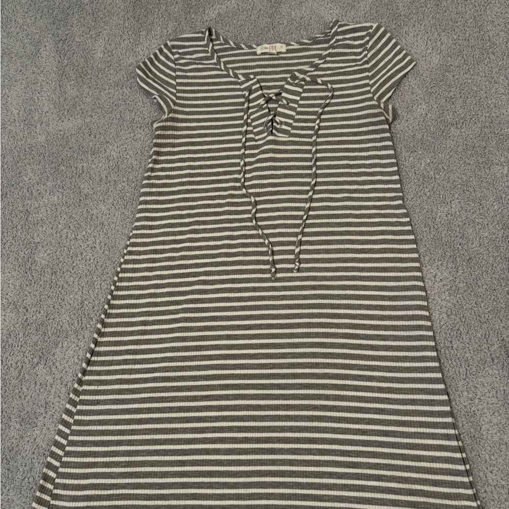 Love, Fire Gray and White Striped Top